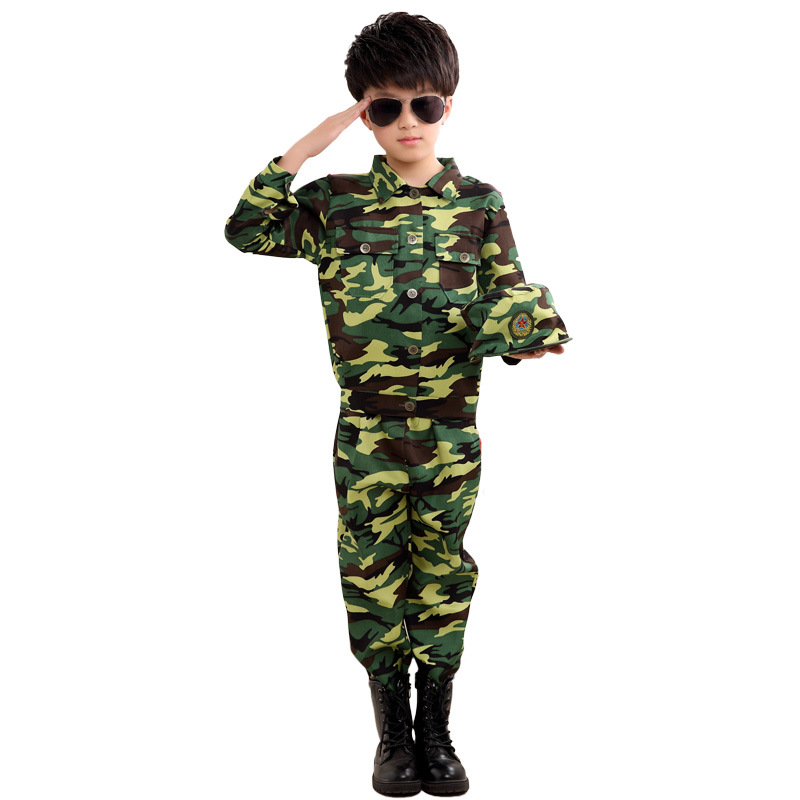 Special Forces Kids Clothing Army Military Scouting Uniform Se Camouflage Coat+Pants+Hat Training Performance Costumes 100-180CM alx