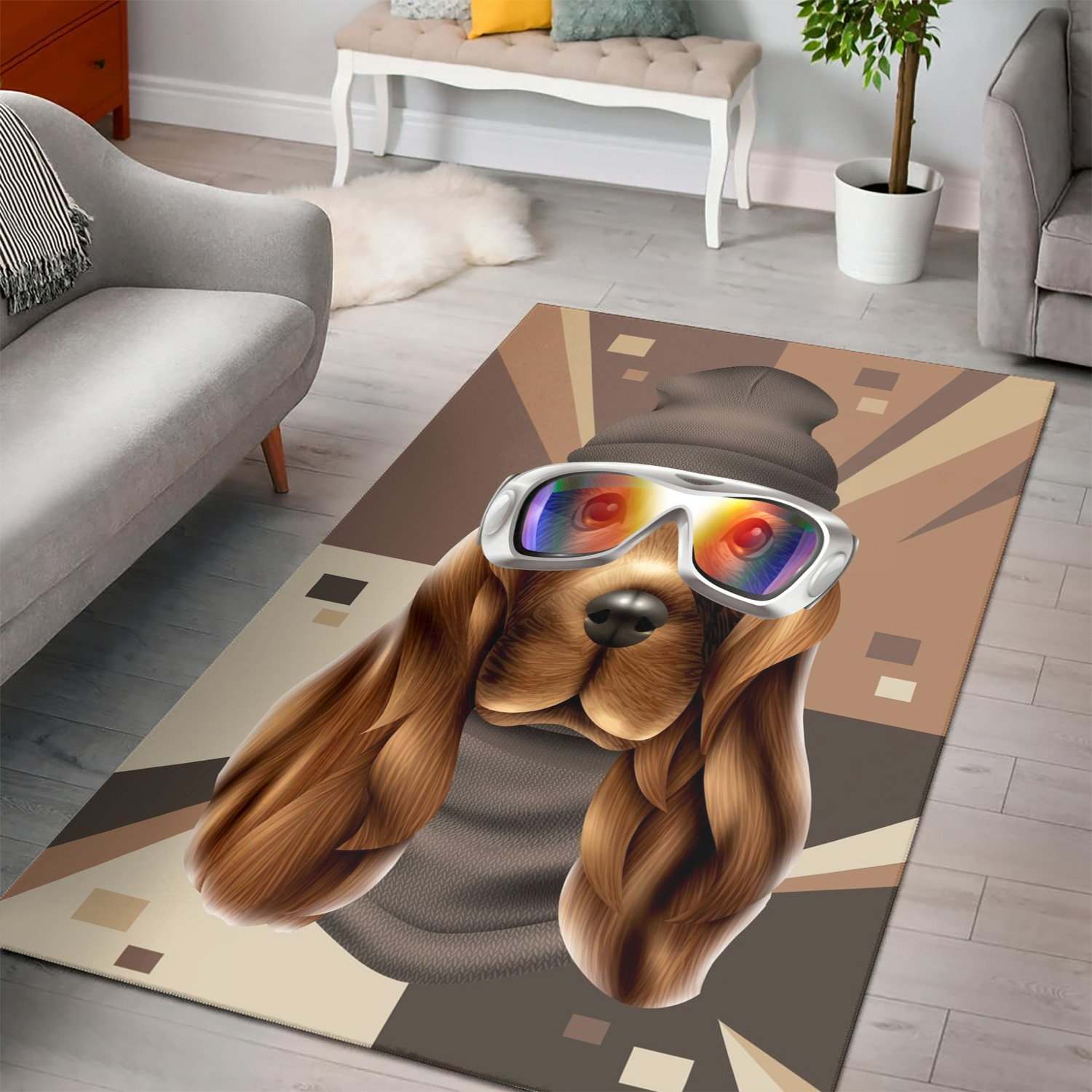 Dog Puppy Funny Modern Area Rug Carpet Living room and bedroom Rug Family Gift US Decor