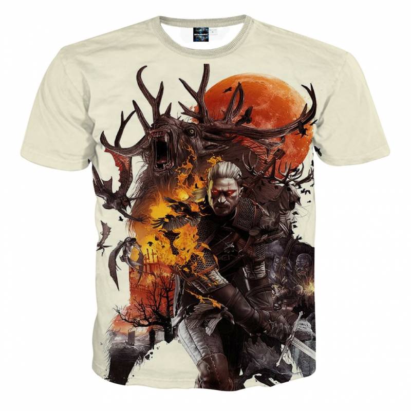 The Witcher 3 Geralt Morvudd Art Design Game T-Shirt