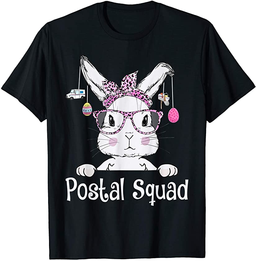 Postal Squad Cute Bunny Rabbit Face Tee Leopard Glasses Gift T-Shirt