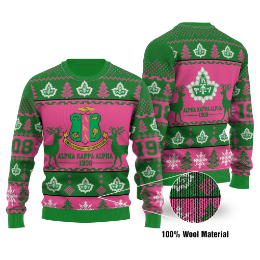 Alpha Kappa Alpha 1908 Sorority Inc Ugly Christmas Wool Sweater