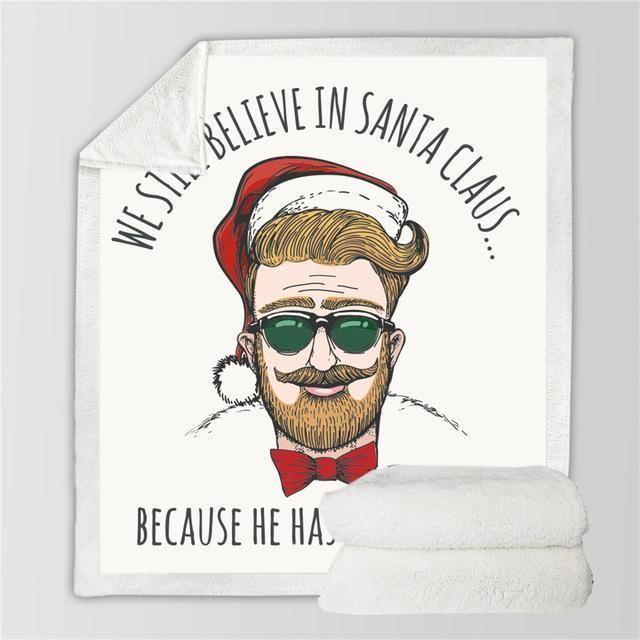 X-Mas Man Wearing Glasses Blanket Christmas Decoration Ideas