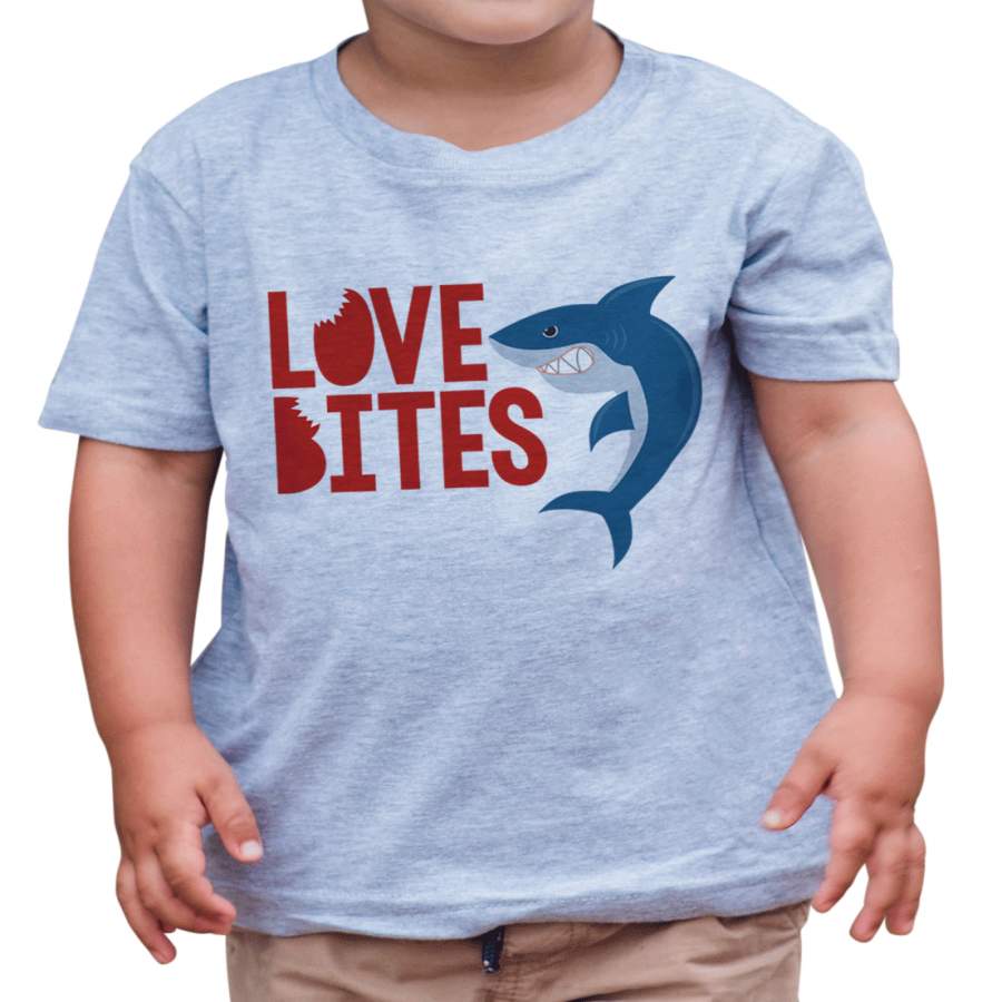 7 ate 9 Apparel Kid’s Love Bites Shark Valentine’s Day T-shirt