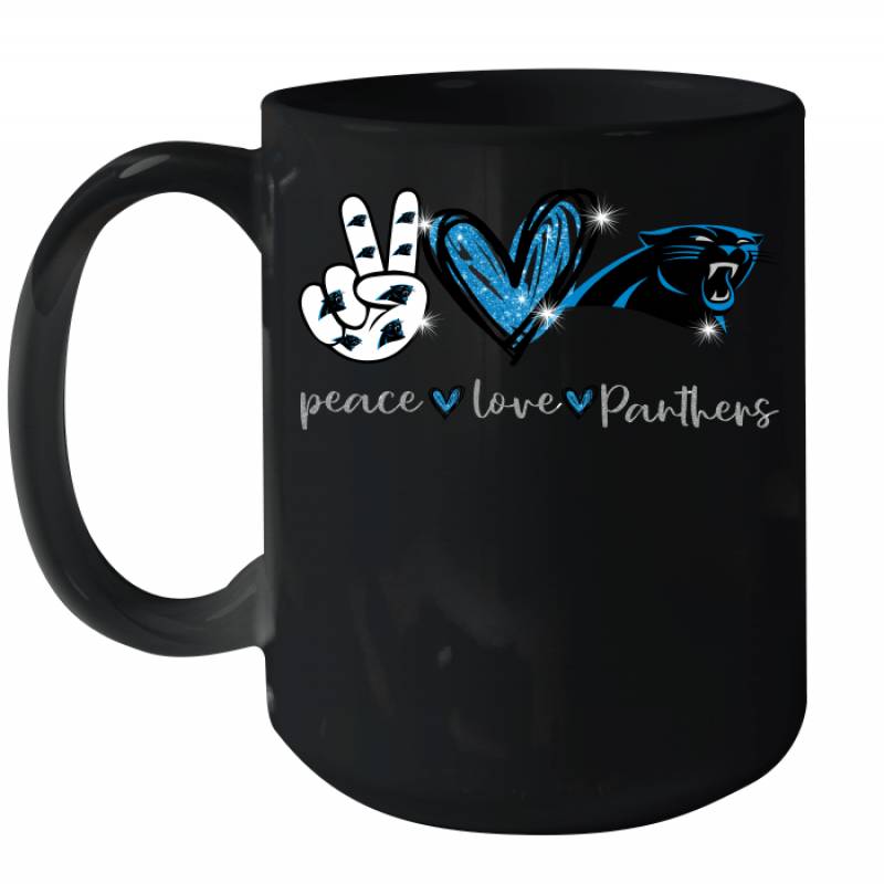 Peace Love Panthers gift for Carolina Panthers Fans Ceramic Mug 15oz