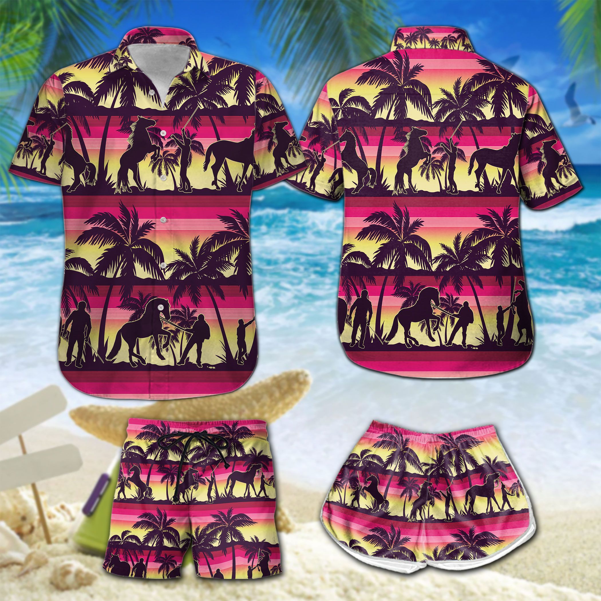 Palm Tree Horse Training Hawaii Shirt Hot Summer Holiday Ha98538