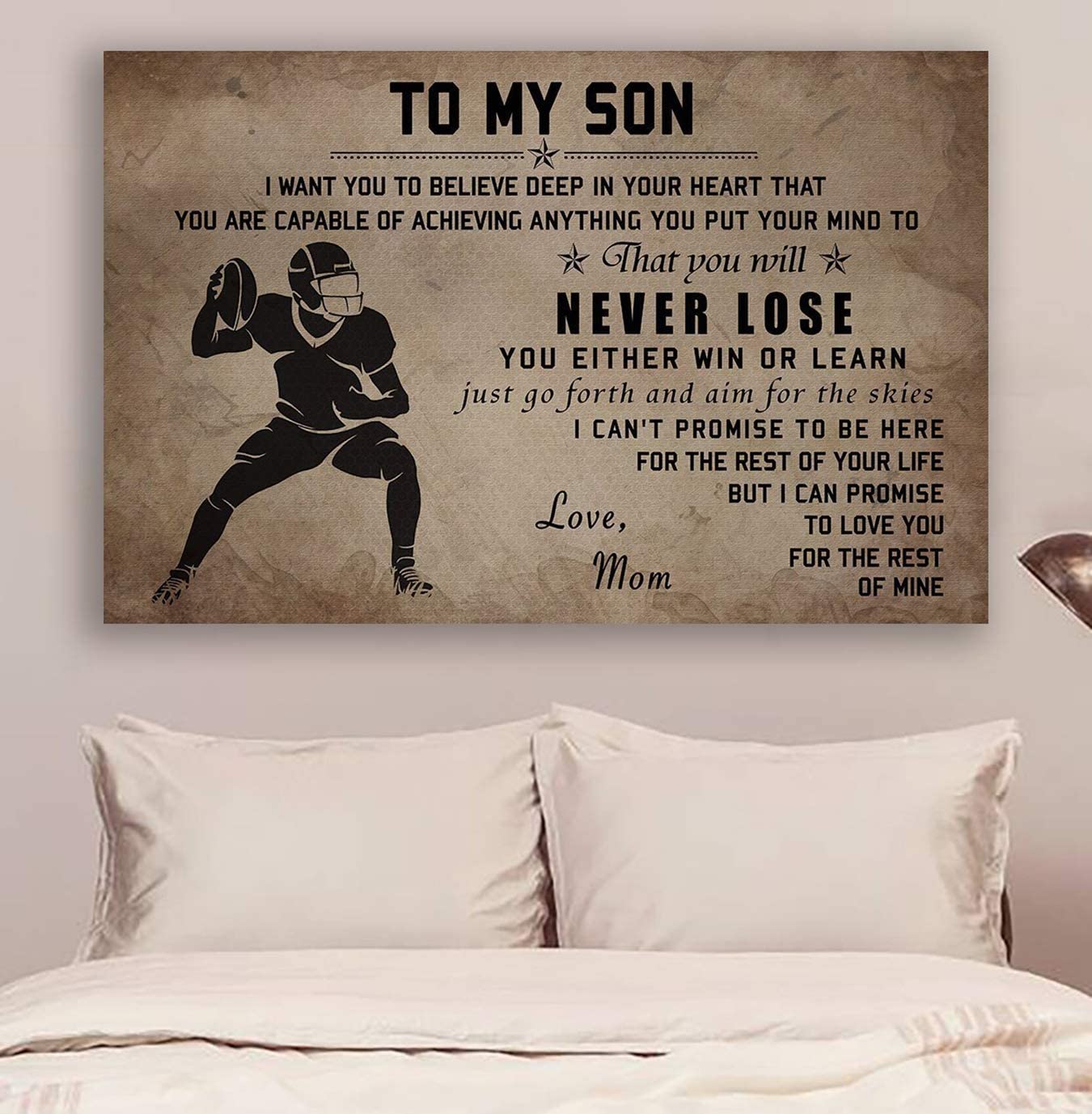 Poster for Room Aesthetic -Command Strips Wall Decor – Cv729 American Football Poster – Mom Son- Never Lose Lda