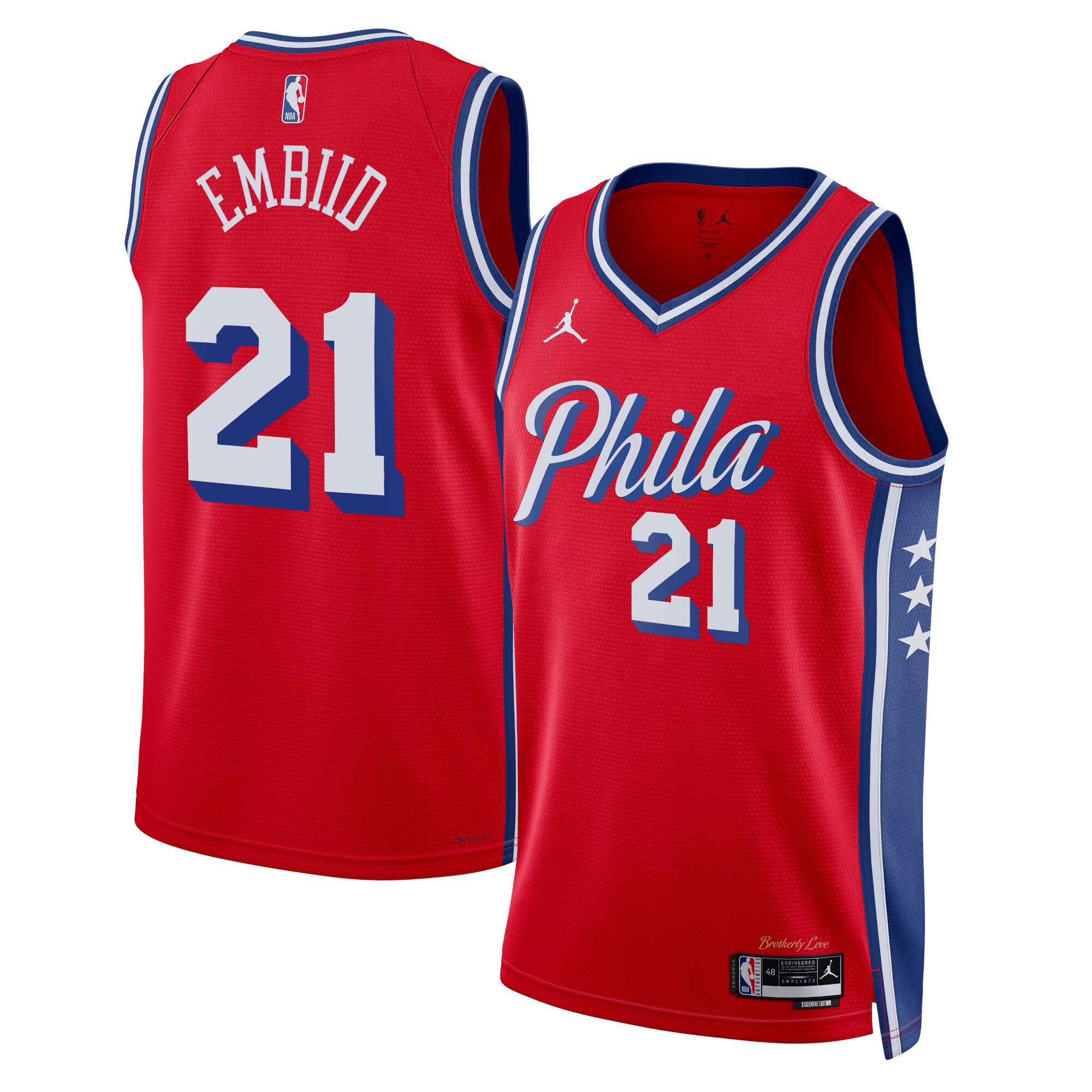 Philadelphia 76ers Jordan Statement Edition Swingman Jersey – Red – Joel Embiid – Unisex