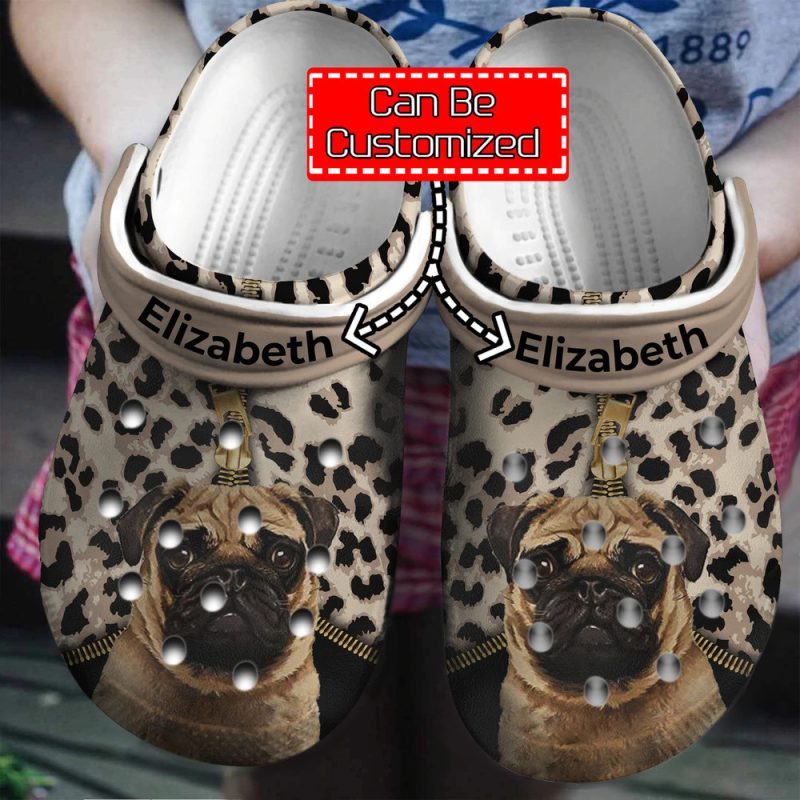 Dog – Personalized Pug Leopard Pattern Clog Shoes For Men And Women