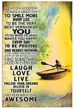 Vintage Kayak Woman – Good Day Find Something Good Believe In Yourself Poster Art Print      Home Decor Gift For Men Women Family Friend On Birthday Xmas