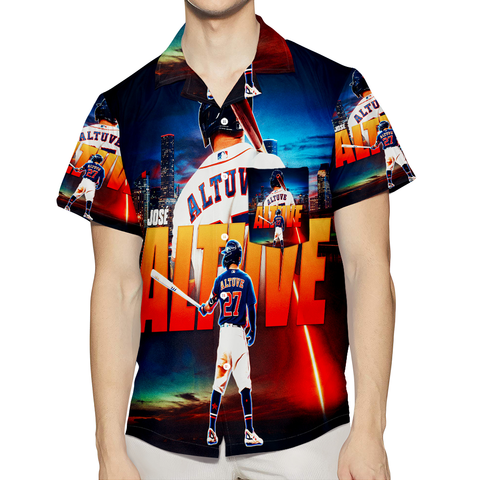 Houston Astros Jose Altuve 27 V5 3D All Over Print Summer Beach Hawaiian Shirt With Pocket