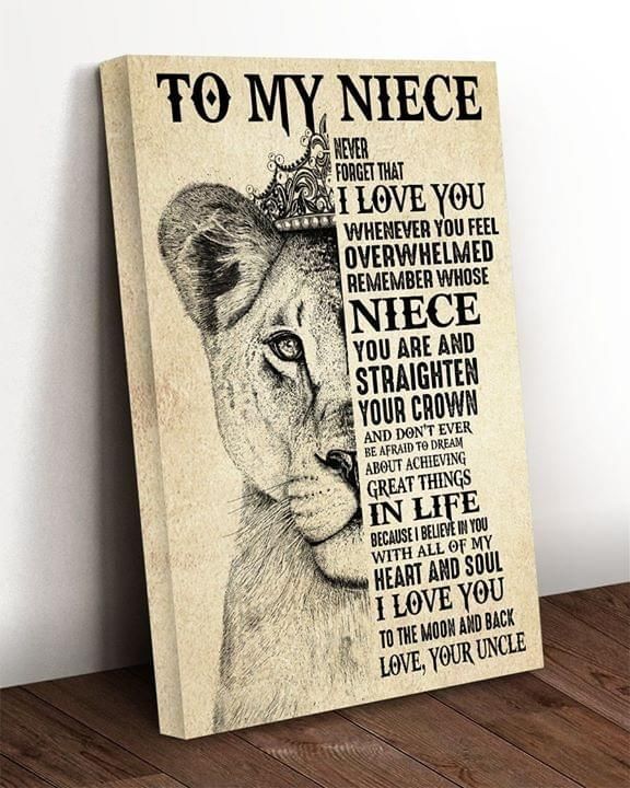 To my niece i love you to the moon and back love your uncle lion poster canvas poster canvas