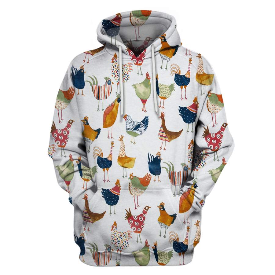 3D AOP Chickens Hoodie