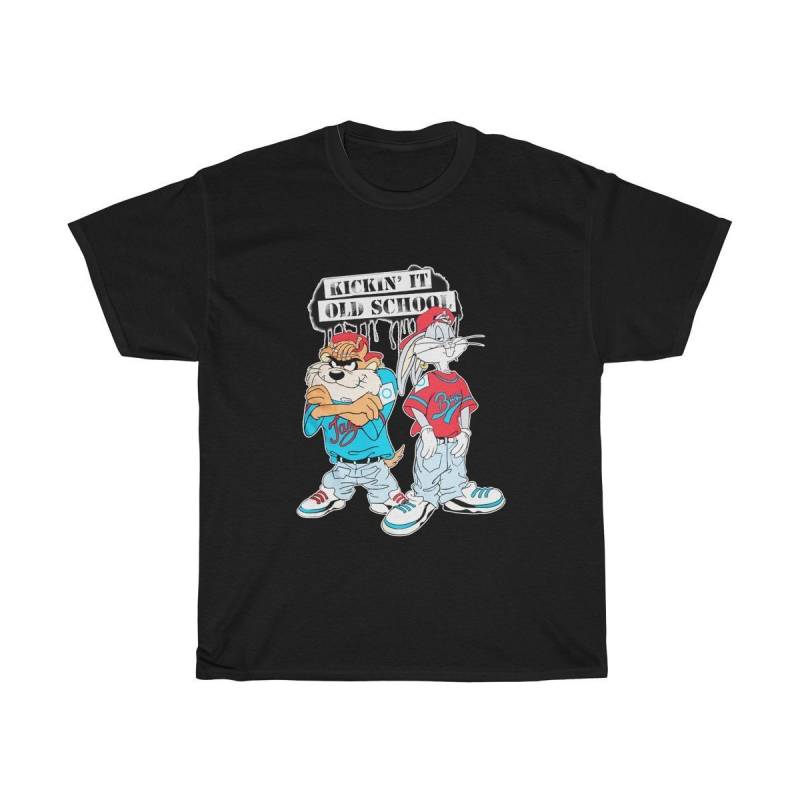 Taz & Bugs Bunny Kickin’ It Old School Looney Tunes Mens T Shirt Tee