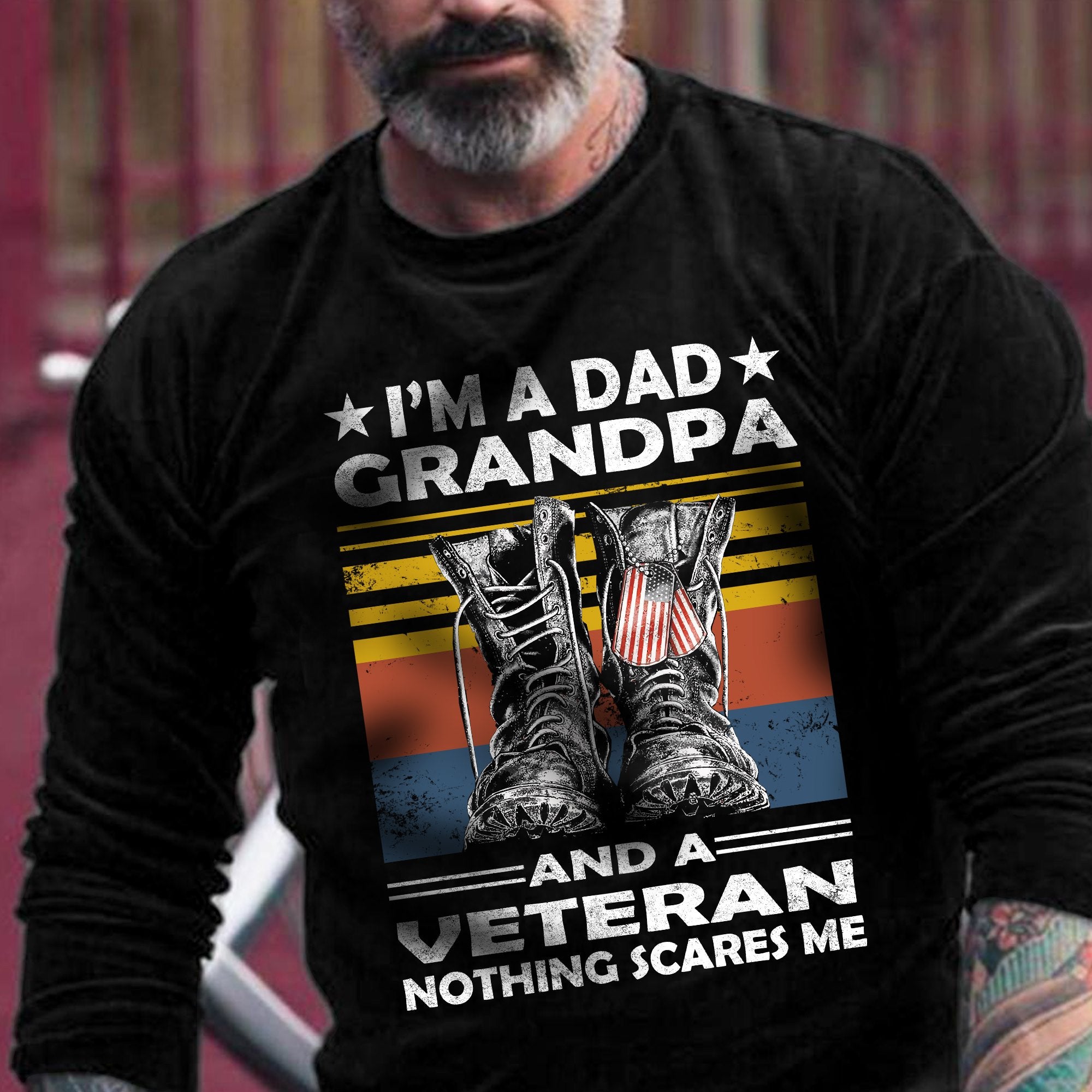 I’m A Dad Grandpa And A Veteran Nothing Scares Me Standard Crew Neck Sweatshirt