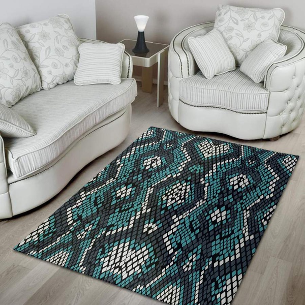 Blue Snakeskin Area Rug