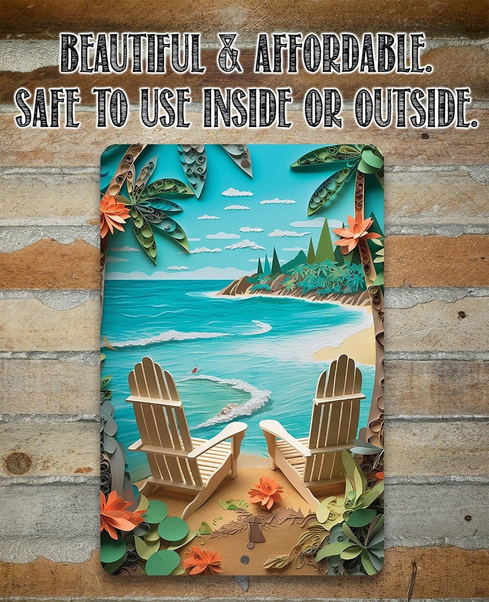 Beach Dreams – Great Beach and Nautical Decor – 8″ x 12″ or 12″ x 18″ Aluminum Tin Awesome Metal Poster