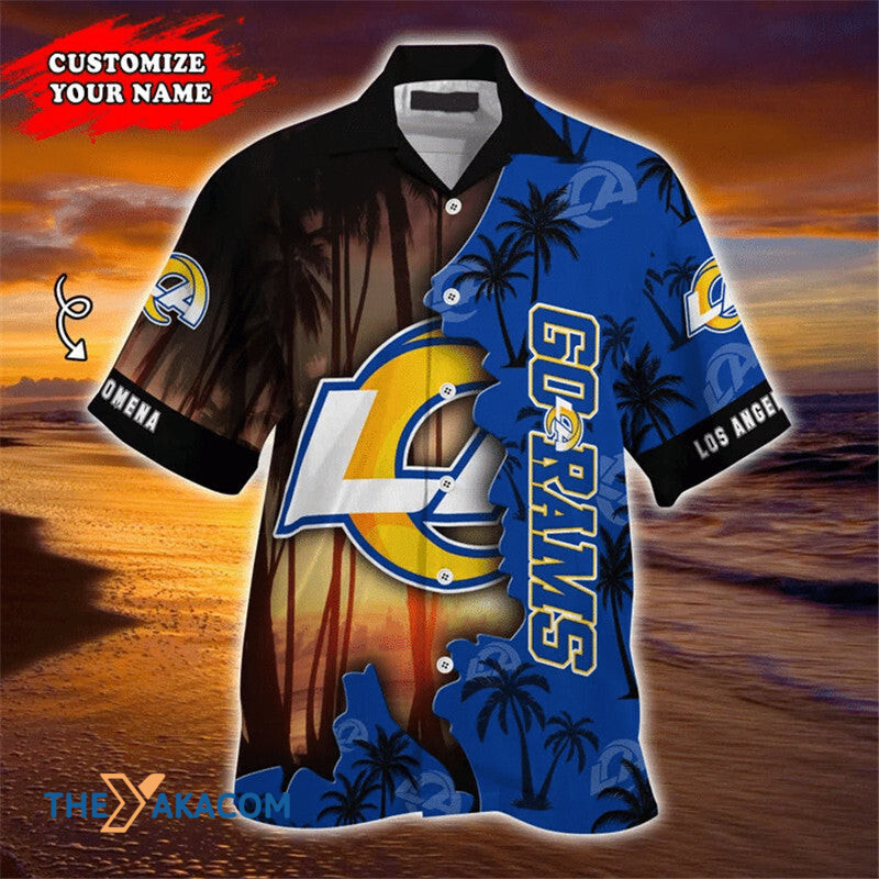 Los Angeles Rams Nfl Team Gift For Fan Personalized Custom Name Short Sleeve Hawaii Shirt Ha38198