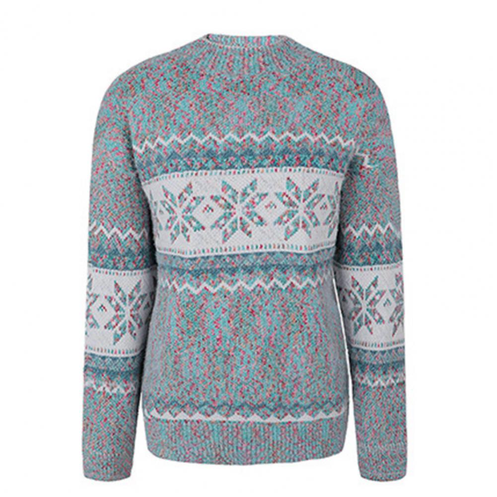 Women Sweater Half High Collar Long Sleeve Christmas Knitwear Knitted Snowflake Print Pullover Sweater Jumper Festival Clothing alx