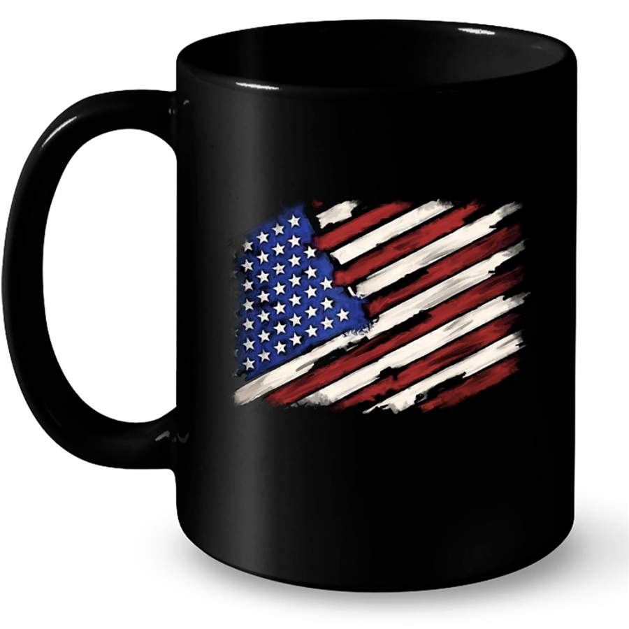 Distressed American Us Flag Vintage Retro look 4th Of July B – Full-Wrap Coffee Black Mug