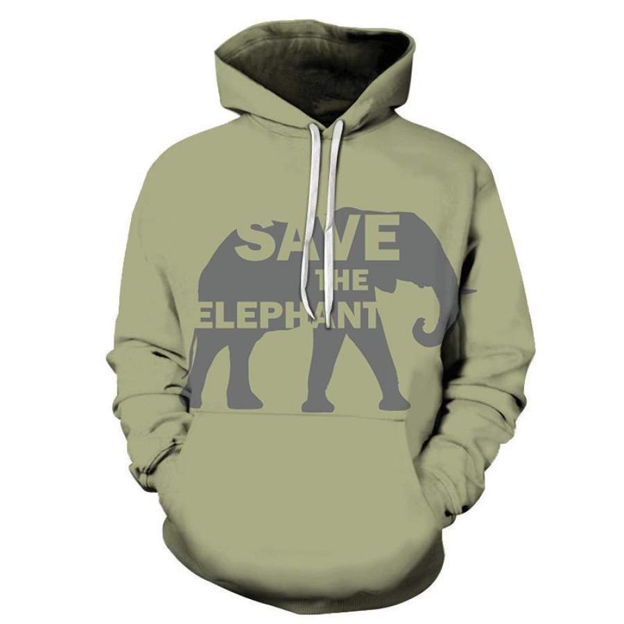 Save The Elephants Unisex 3D All-Over Print Hoodie