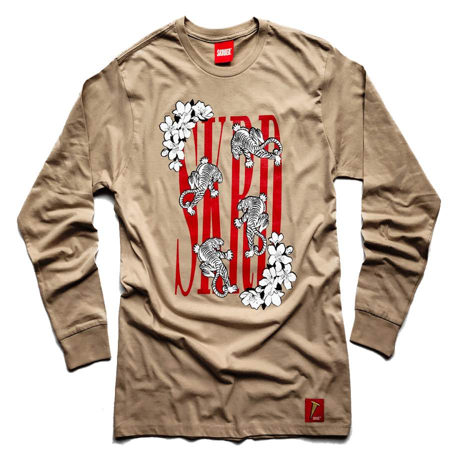 “Tigers” Long Sleeve T-shirt in Tan