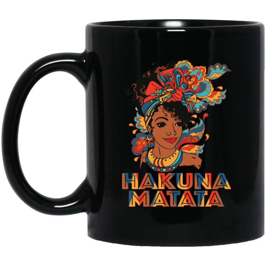 African American Coffee Mug Hakuna Matata Cute Black Girl Art 11oz – 15oz Black Mug