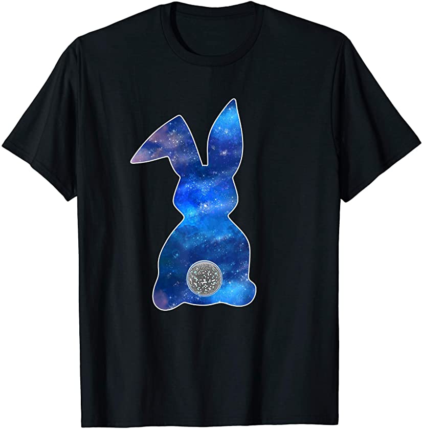 Easter Bunny Bum with Big Bunny Tail | Blue Disco Galaxy Bun T-Shirt