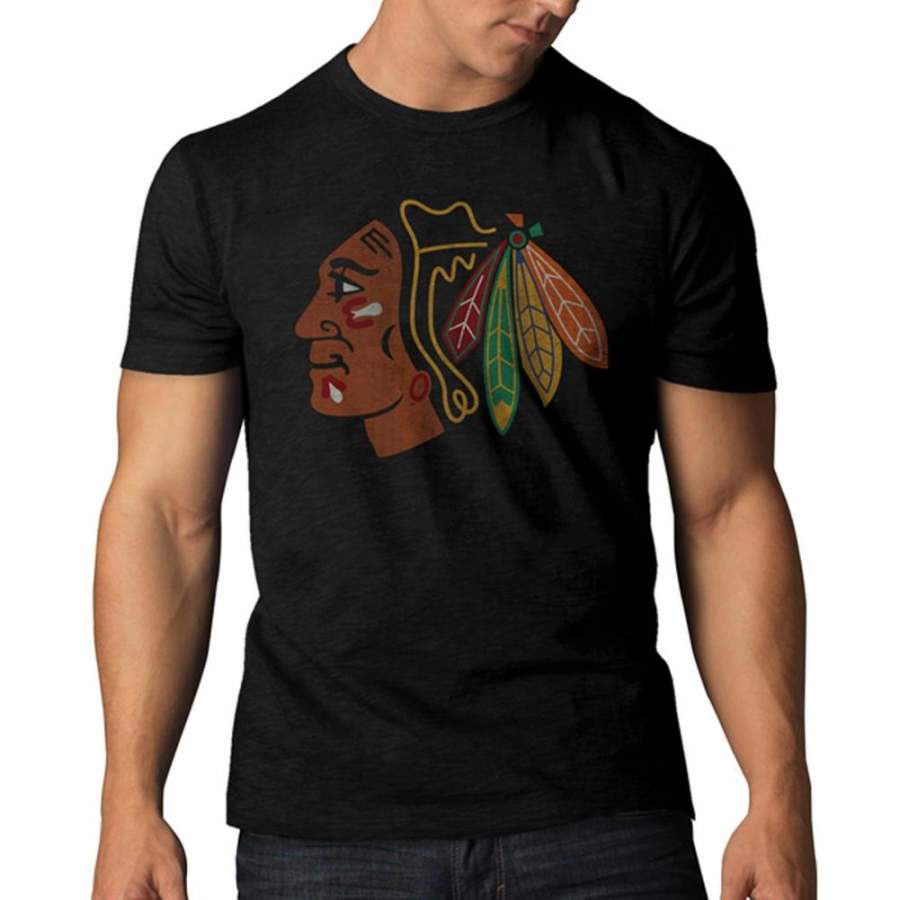 Chicago Blackhawks – Logo Scrum Black Premium T-Shirt