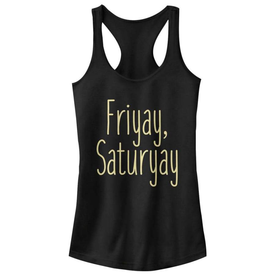 CHIN UP Junior’s Friyay Saturyay  Racerback Tank Black