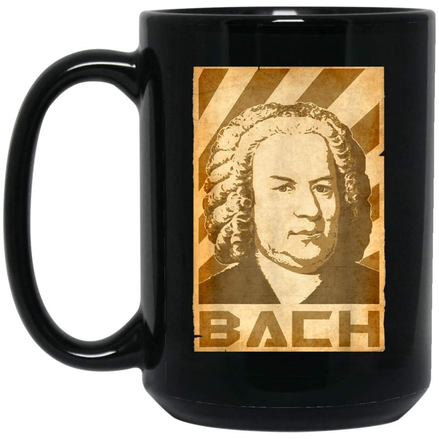 Johann Sebastian Bach Vintage Torn 15 oz Black Mug