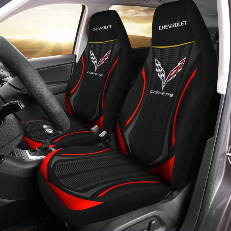 Chevrolet Corvette NTA Car Seat Cover (Set of 2) Ver 4 (Black)