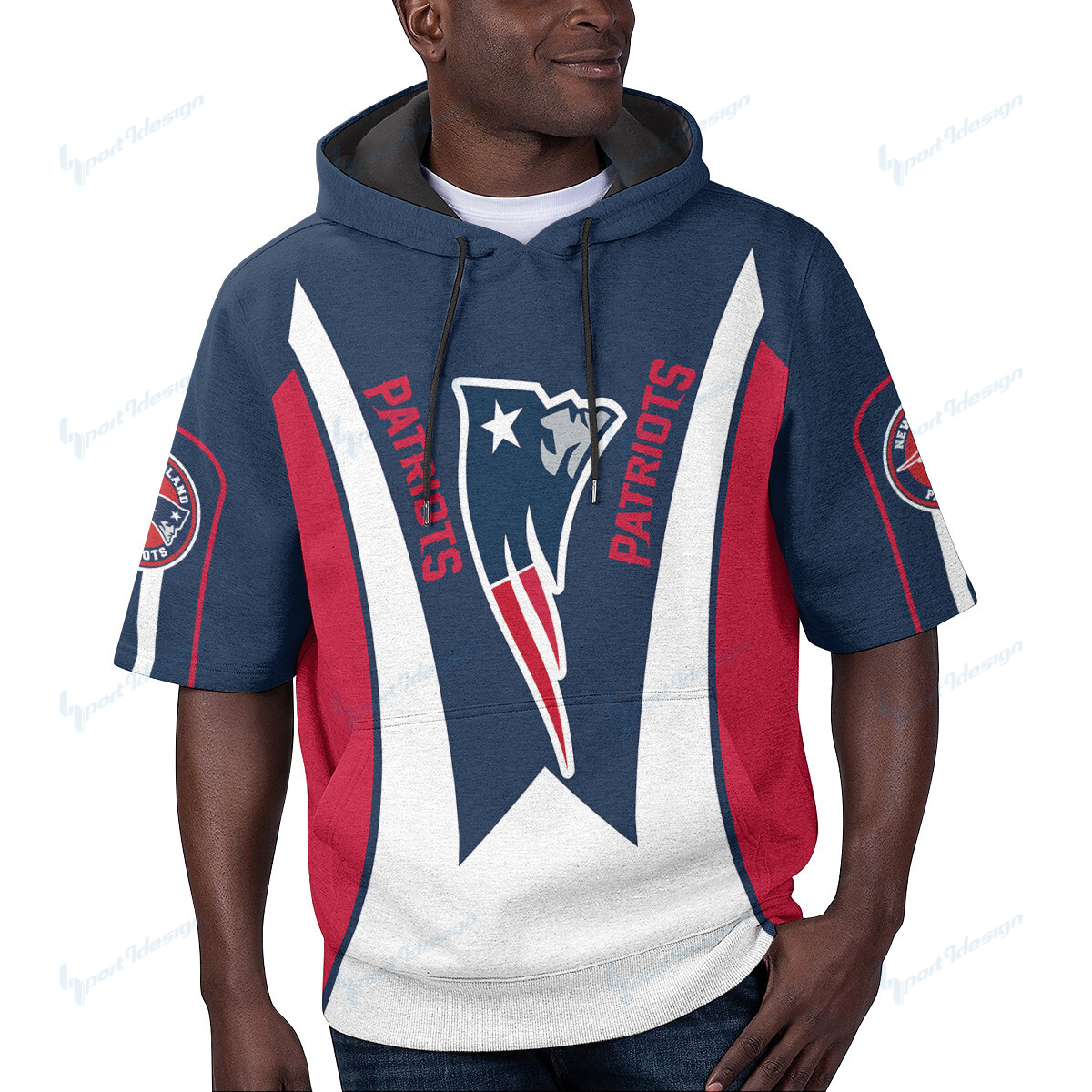 New England Patriots Short Sleeve Hoodie Bg40