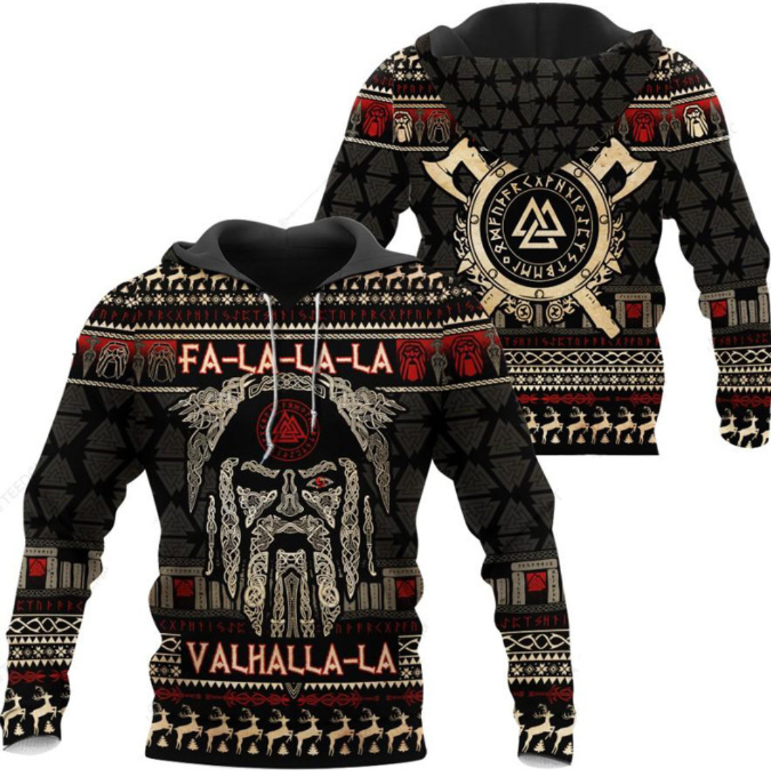 Ugly Christmas Sweater Asgard Nordic God Viking Pagan Eye of Odin Hoodie New Comfortable Casual Mens Fashion Streetwear alx