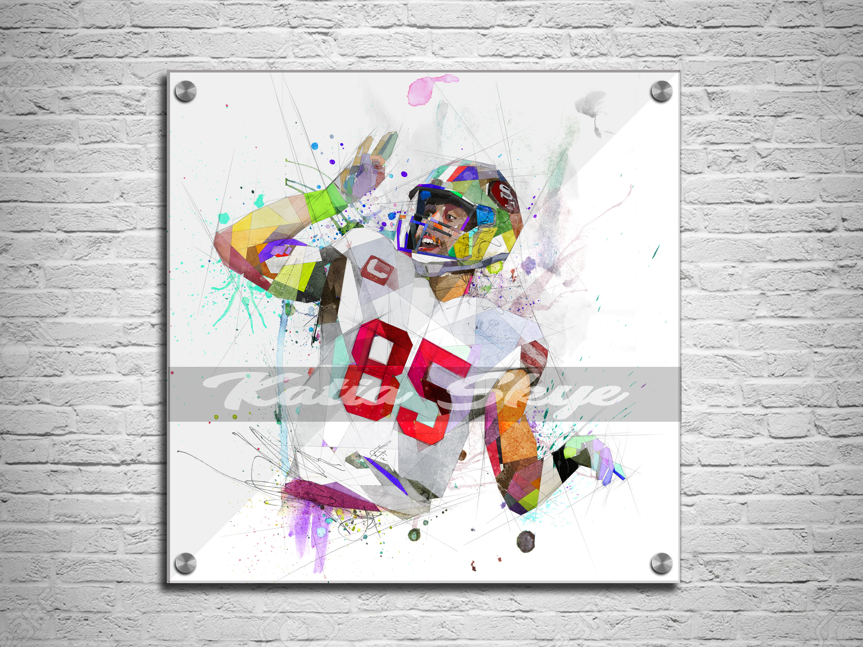 ACRYLIC PRINT George Kittle Drawing, San Francisco 49ers Art on Acrylic, Man Cave Art, Kids Room Decor, Contemporary Wall Art // nfl-gk01 yt