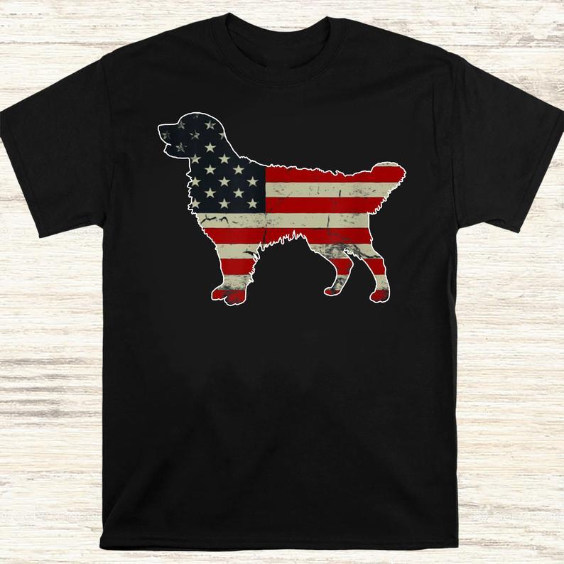 Patriotic Golden Retriever American Flag 4th Of July T Shirt Standard/Premium T-Shirt Hoodie