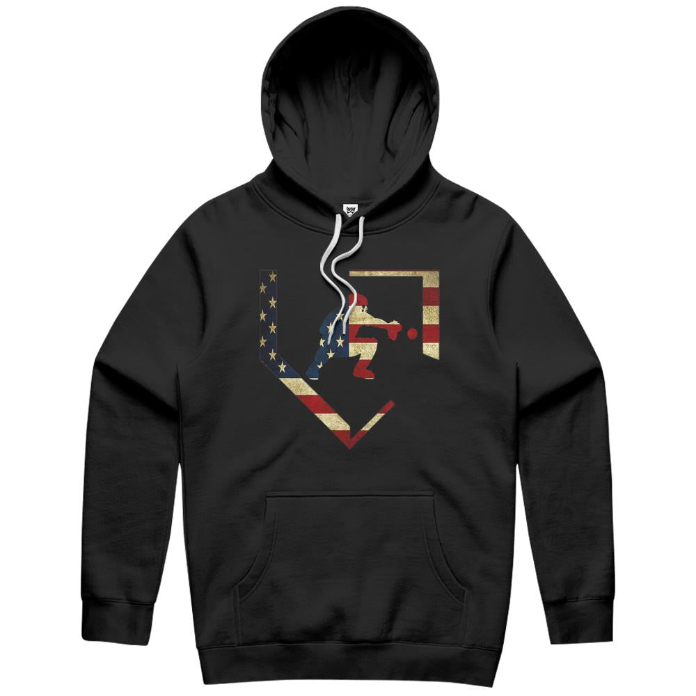 Baseball Catcher Gear T-Shirt American Flag Baseballin Gift Hoodie