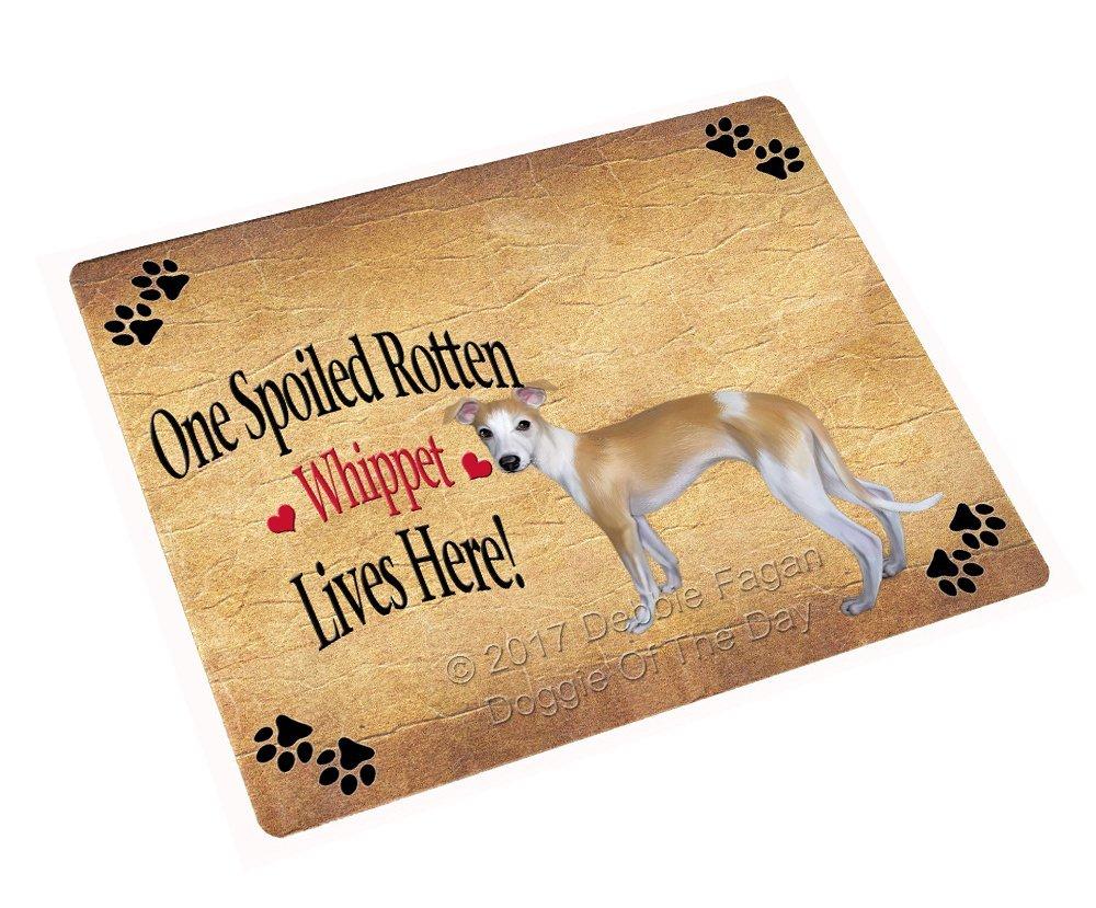 Spoiled Rotten Whippet Puppy Dog Art Portrait Print Woven Throw Sherpa Plush Fleece Blanket