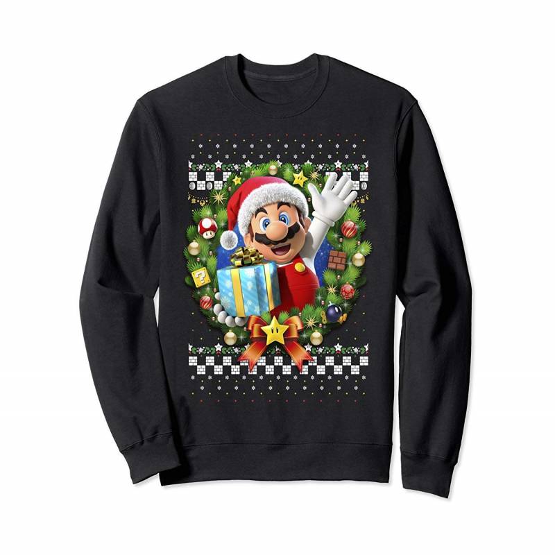 Super Mario 3d Christmas Wreath Present Sweatshirt