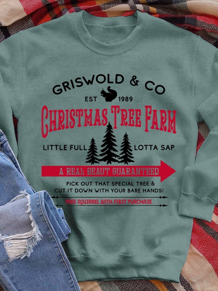 Griswold And Co Christmas Tree Farm Print Long Sleeve Sweatshirt