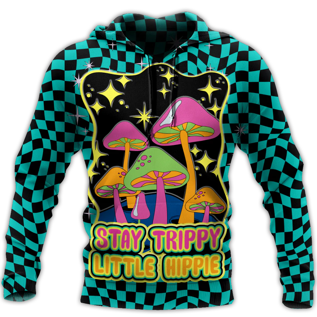 Stay Trippy Little Hippie Mushroom 3D All Over Printed Hippie Hoodies, Men Women Hippie Hoodie