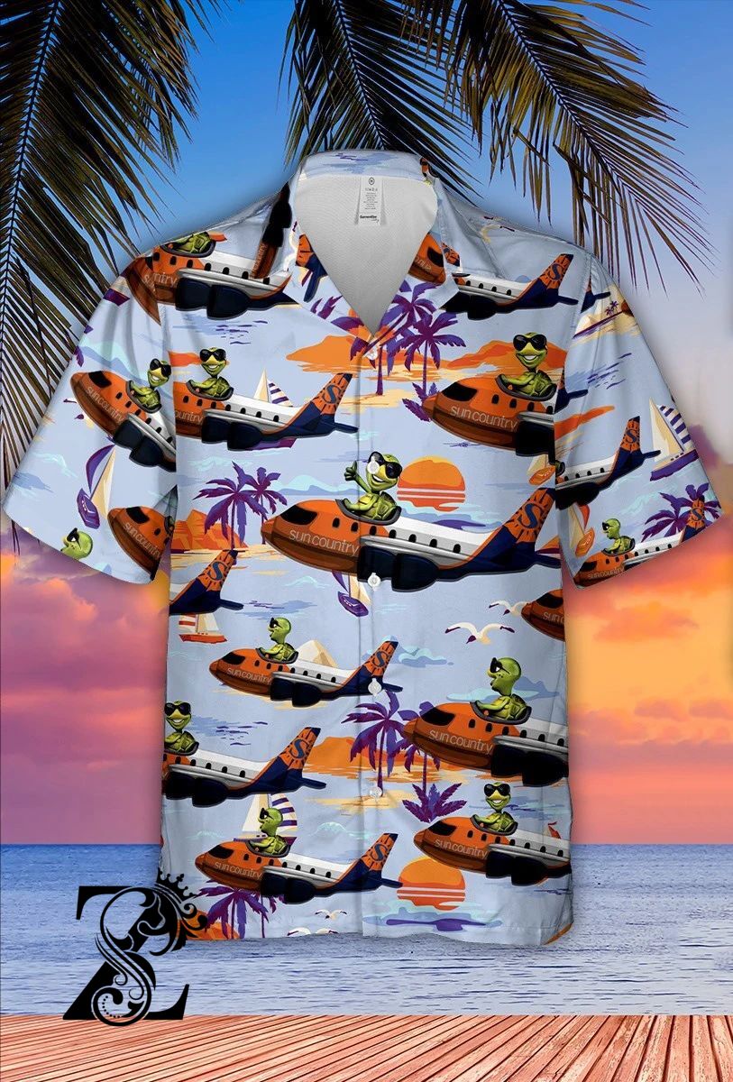 Turtle Driving Plane In Summer Sky – All Over Print Hawaiian Shirt