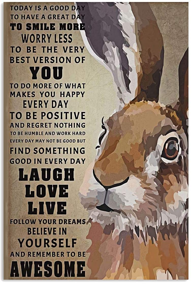 Rabbit To Be The Very Best Version Of You Vertical Poster On Birthday, Gift For Man Woman, Decor Bathroom, Funny Bathroom Art Print No Frame