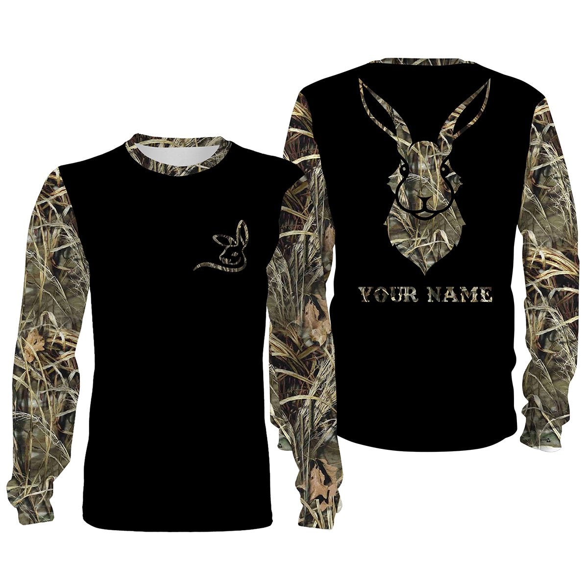 Rabbit Hunting Camouflage Camo Custom Name 3D All Over Print Sweatshirt, Hoodie, Zip Up Hoodie, Long Sleeves, T-Shirt – Gift For Rabbit Hunter – Fsd536