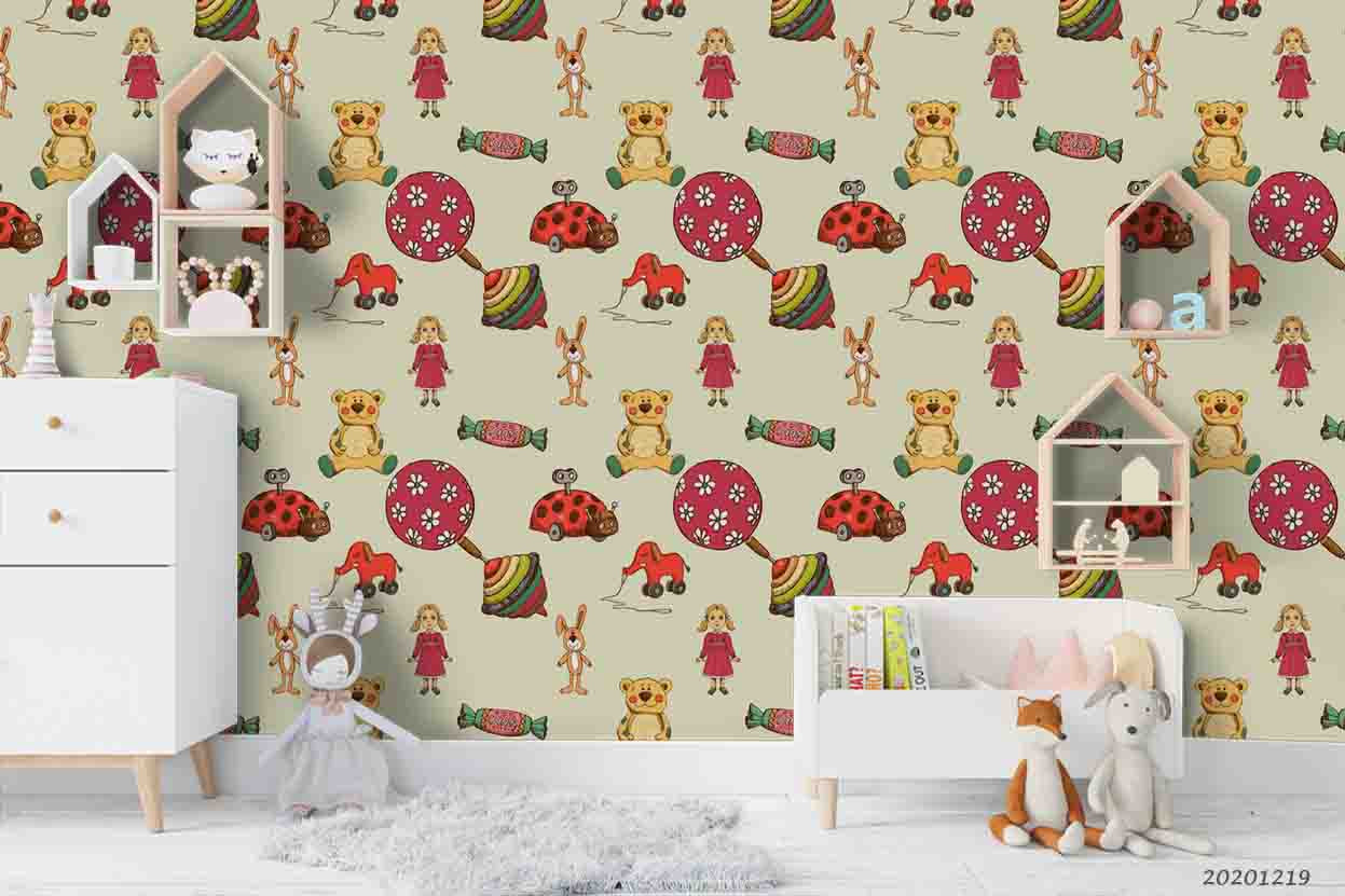 3D Cartoon Children Toy Animal Wall Mural Wallpaper Lqh 11