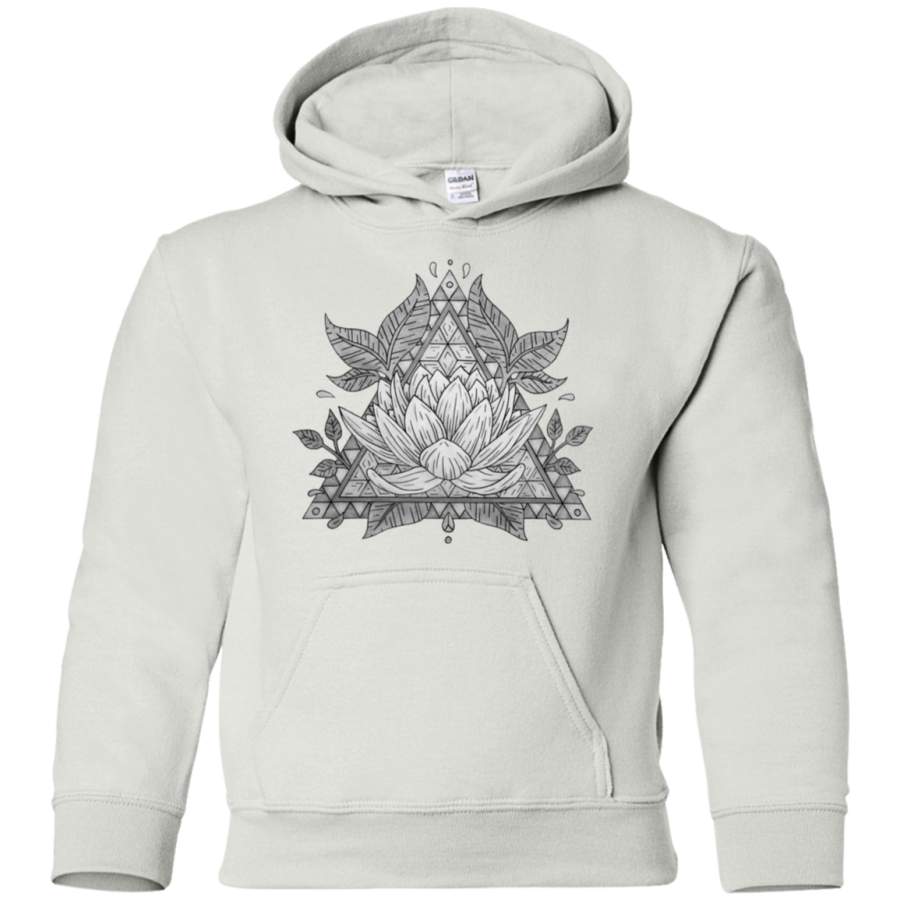 AGR Grey Lotus Flower Geometric Design Youth Pullover Hoodie