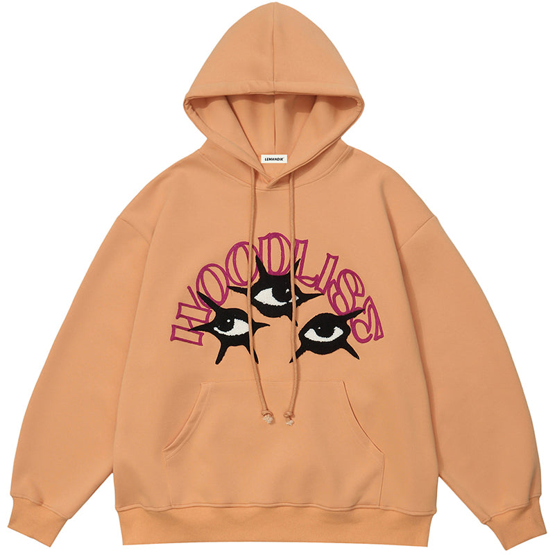 Lemandik Retro Pullover Hoodie Flocked Eyes