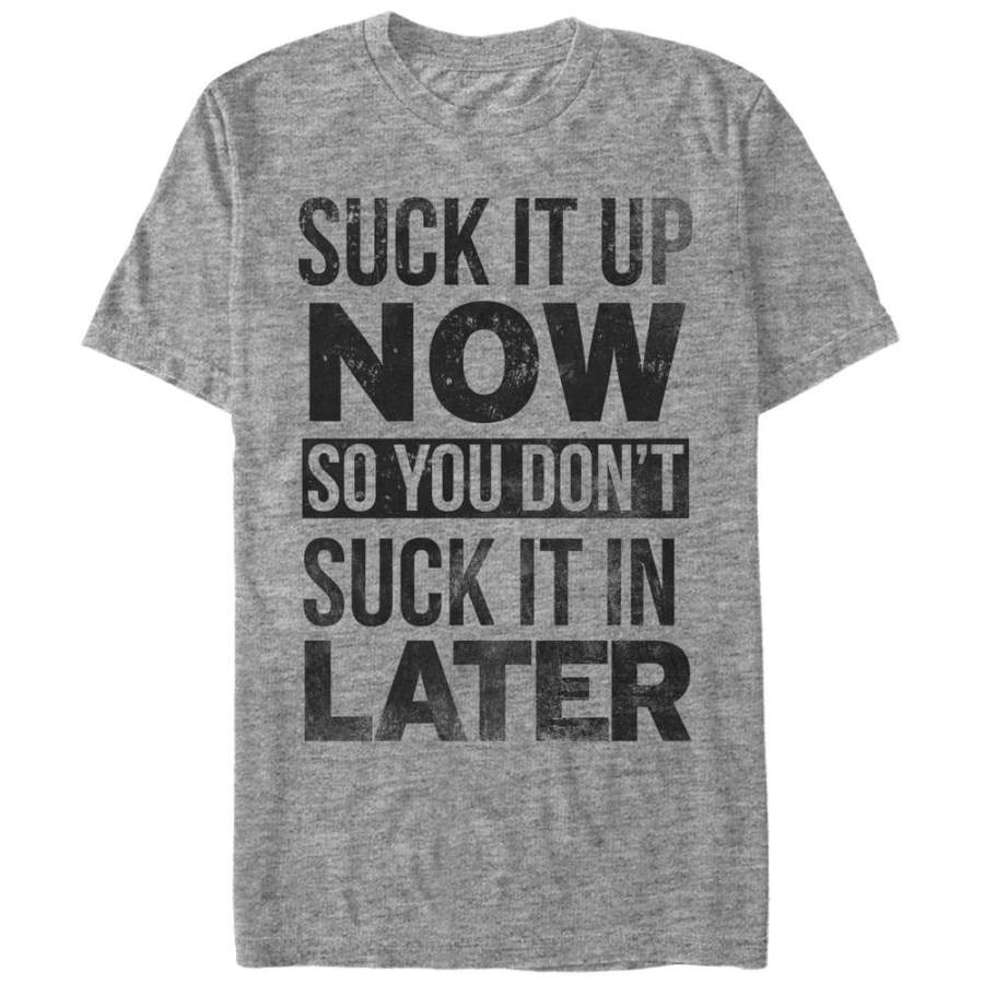 CHIN UP Men’s Suck It Up Now  T Shirt Athletic Heather