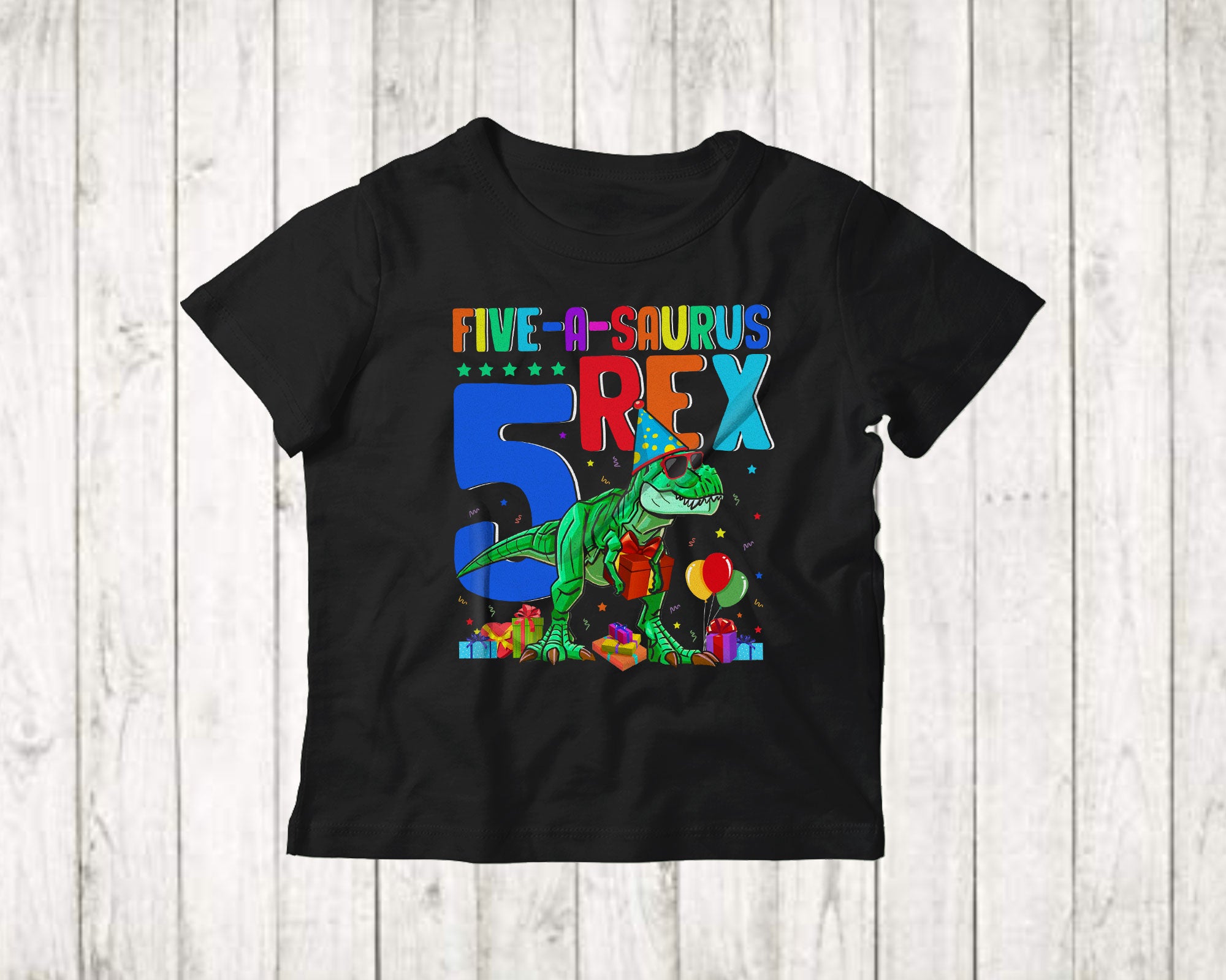 Birthday T-Rex Shirt Five-A-Saurus 5 Rex Cute 5Th Birthday Boy Kids Dinosaur T-Rex Lover Gifts T-Shirt