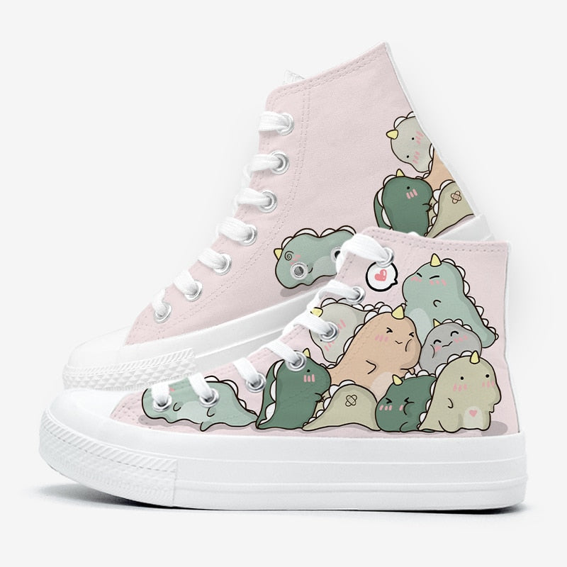 Chubby Dinosaurs High Top Canvas Shoes – Women’S