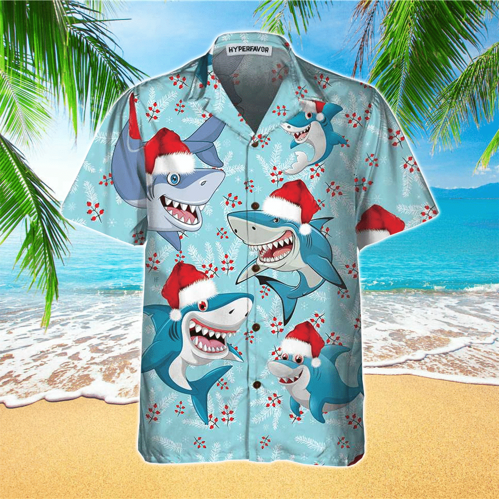 Waybackapparel Santa Shark Shark Lover 3D Hawaiian Shirt